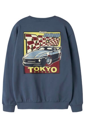 sweater met backprint blauw