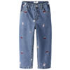 NAME IT MINI NMFBELLA regular waist barrel gebloemde jeans met borduursels - mediumblauw
