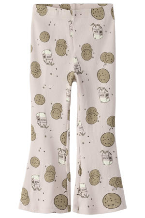 flared gebreide broek met print - roze