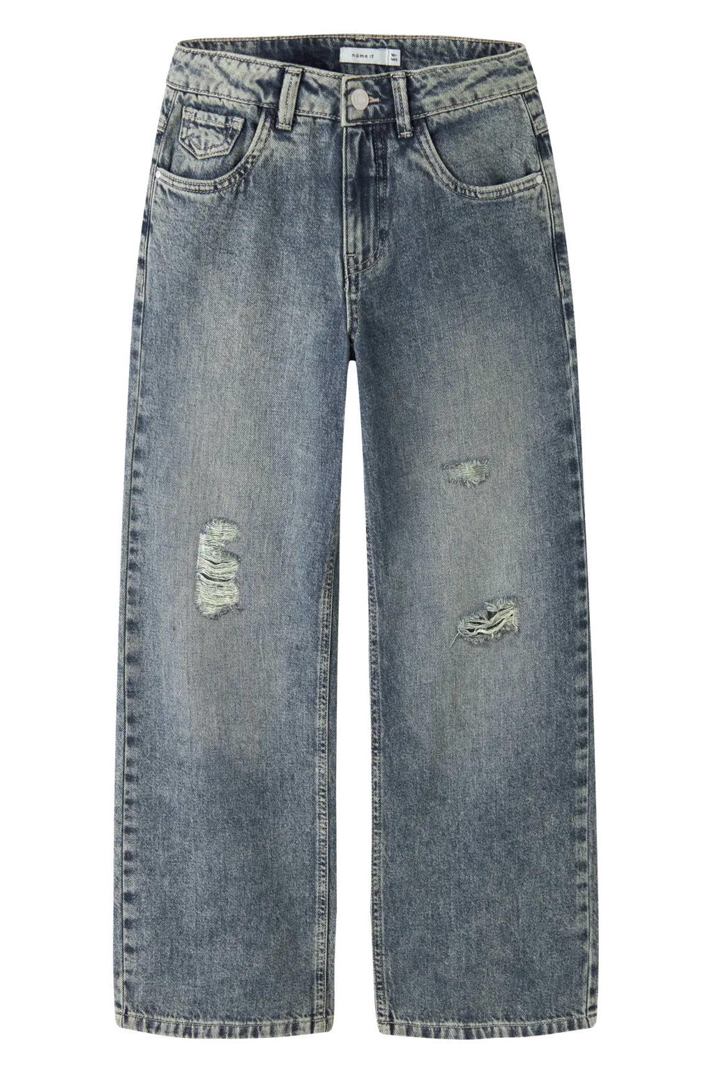 NAME IT KIDS NKFROSE wide leg ripped jeans met slijtage - mediumblauw