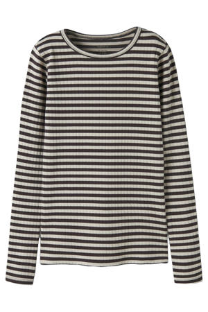 gestreepte longsleeve gebreid - donkerbruin