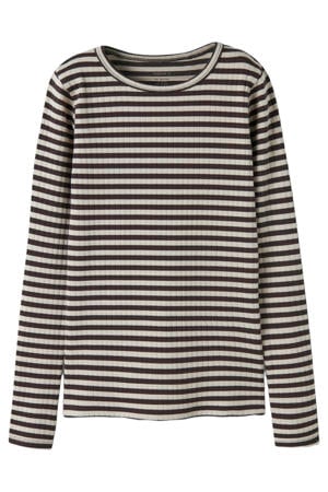 gestreepte longsleeve gebreid - donkerbruin