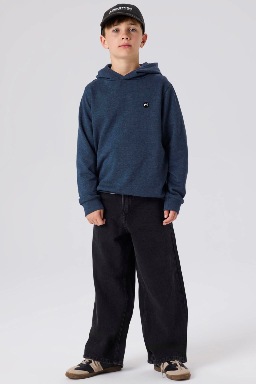 Black denim jongens NAME IT KIDS straight leg jeans van denim met rits- en haaksluiting en effen