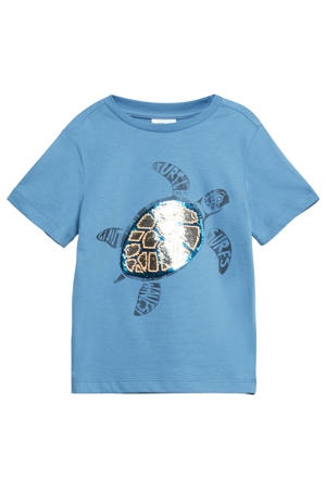 T-shirt met pailletten blauw