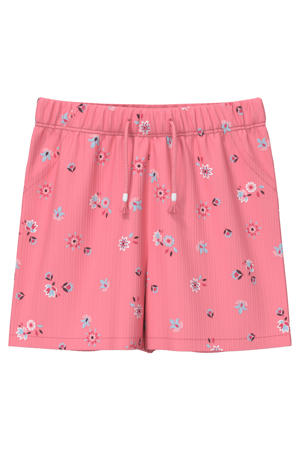 gebloemde casual short lichtroze