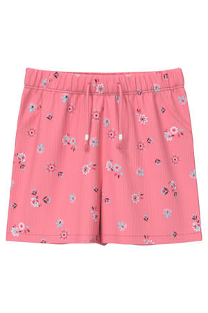 gebloemde casual short lichtroze