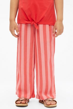 wide leg high waist gestreepte casual broek roze