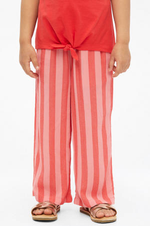wide leg high waist gestreepte casual broek roze