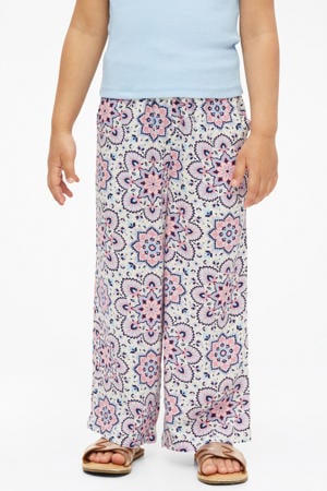wide leg high waist casual broek ecru