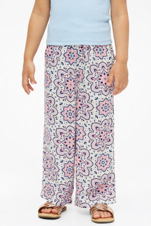 wide leg high waist casual broek ecru