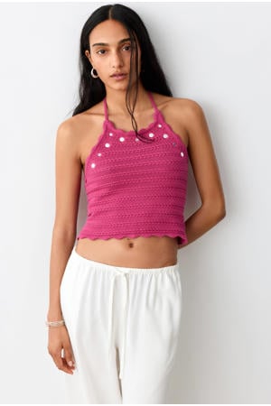 haltertop gebreid roze