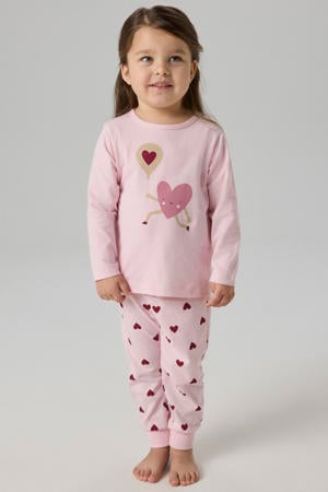 pyjama met hartjes - roze/donkerrood