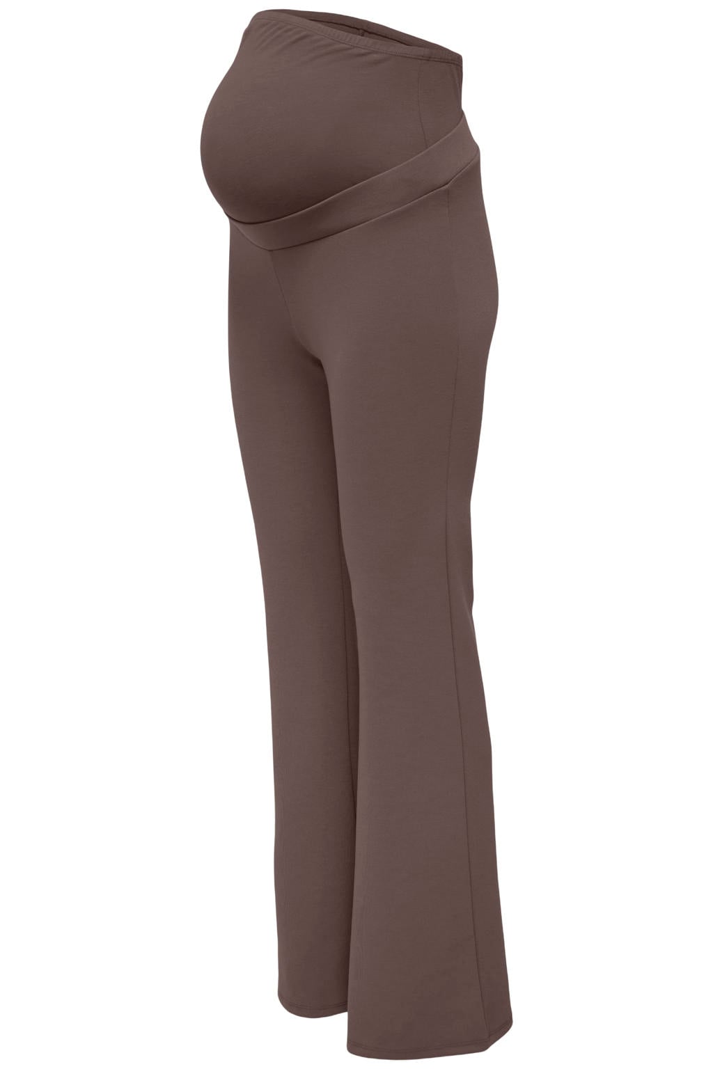 Bruine dames ONLY MATERNITY flared low waist zwangerschaps casual broek van polyester met elastische tailleband en effen