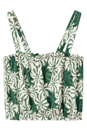 gebloemde mouwloze top groen