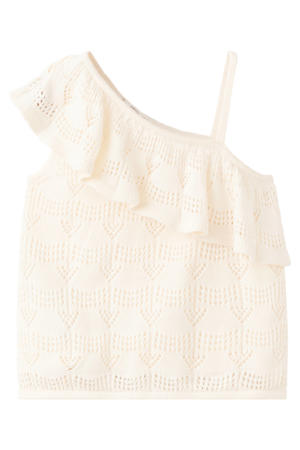 one shoulder top ecru