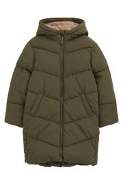thumbnail: Kakikleurige meisjes WE Fashion winterjas van polyamide met effen, lange mouwen, capuchon en ritssluiting