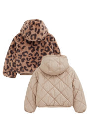thumbnail: WE Fashion imitatiebont winterjas met panterprint - bruin