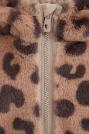 thumbnail: WE Fashion imitatiebont winterjas met panterprint - bruin