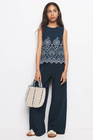 mouwloze top donkerblauw