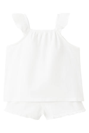 katoenen shortama met ruches - wit