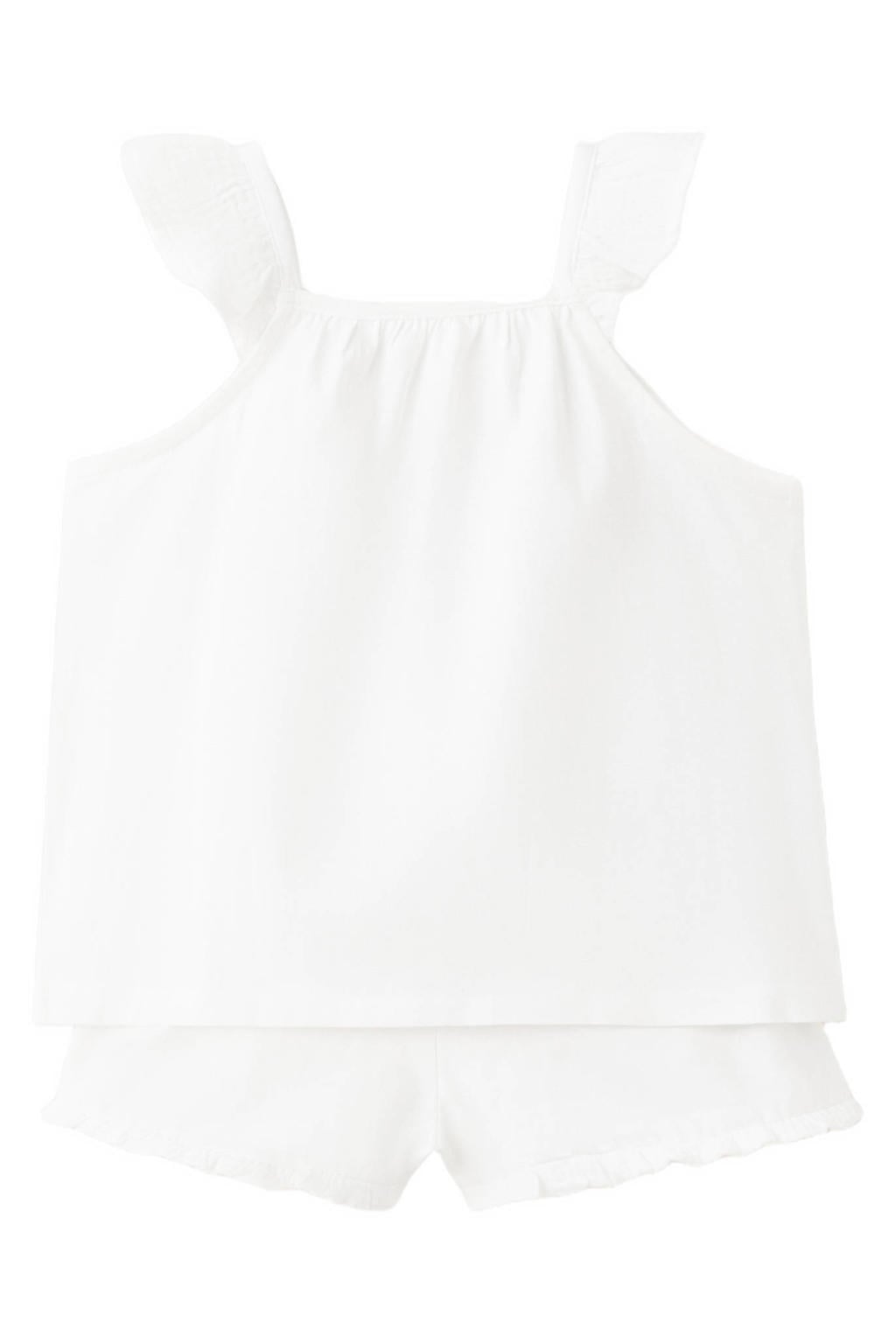 Mango Kids katoenen shortama met ruches - wit