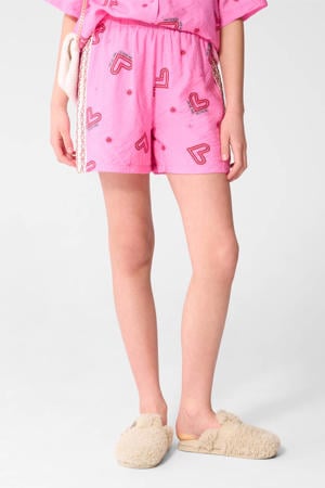 casual short met hartjes roze
