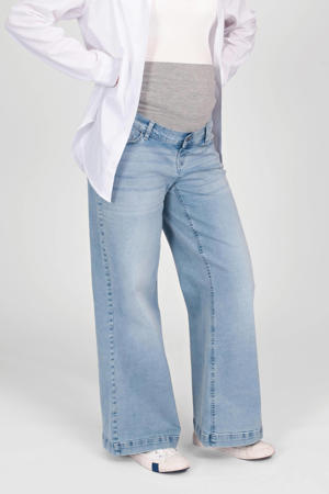zwangerschaps wide leg jeans light blue denim