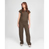 LOVE2WAIT straight high waist zwangerschaps casual broek met textuur olijfgroen