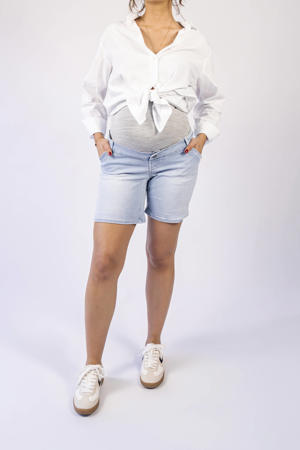 regular waist zwangerschaps short light blue denim