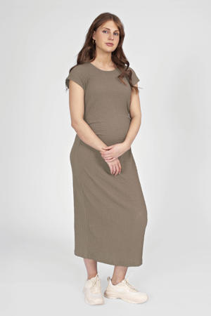 zwangerschaps maxi jurk taupe
