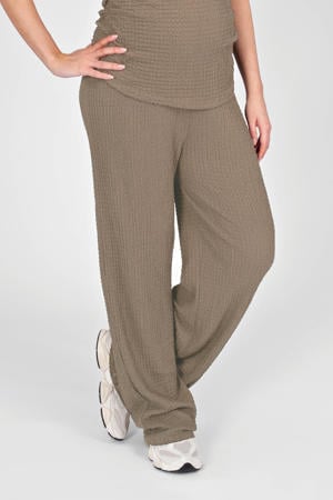 straight high waist zwangerschaps casual broek met textuur taupe