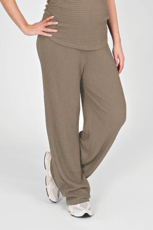straight high waist zwangerschaps casual broek met textuur taupe