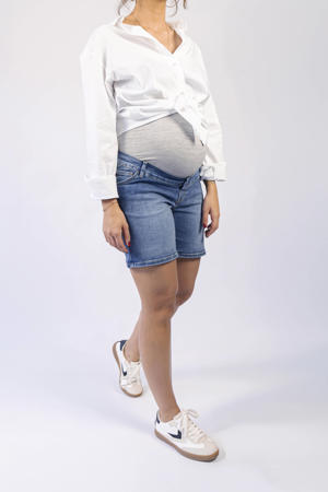 regular zwangerschaps short medium blue denim