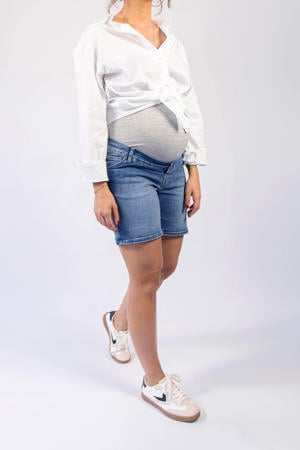 regular zwangerschaps short medium blue denim