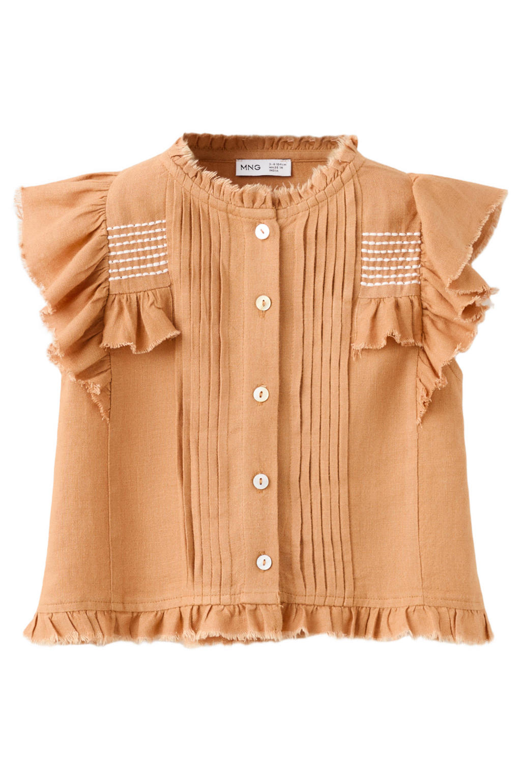 Mango Kids blouse met ruches - donkeroranje