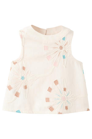 mouwloze top beige