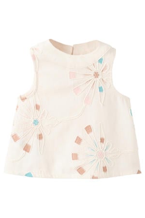 mouwloze top beige