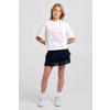 America Today midi strokenrok met smockwerk - donkerblauw