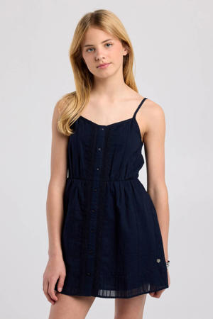 broderie midi zomerjurk - donkerblauw