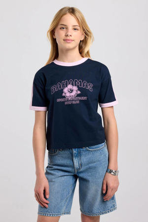 T-shirt met print - donkerblauw