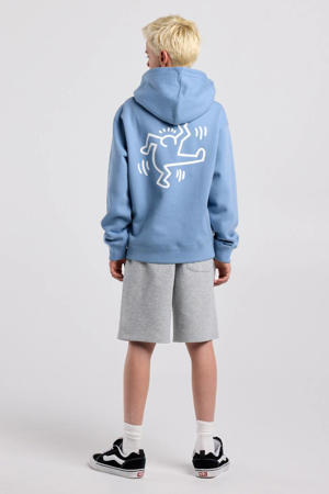 sweat hoodie met backprint - blauw