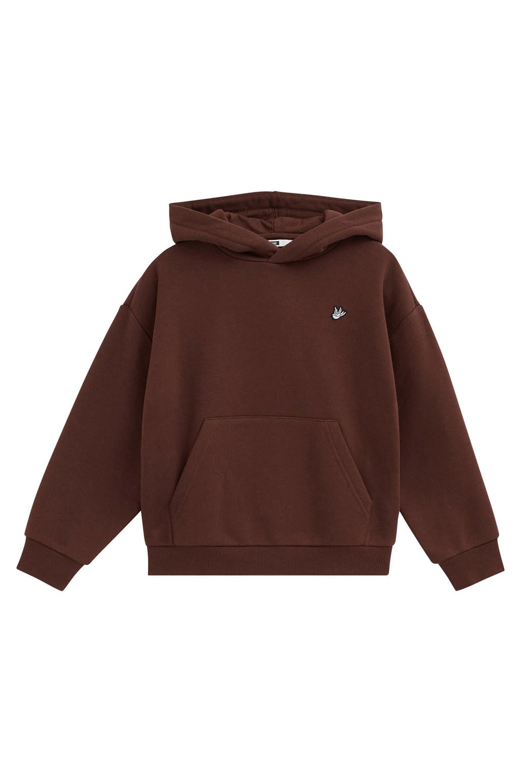 Donkerblauwe jongens WE Fashion sweat hoodie met effen, lange mouwen en capuchon