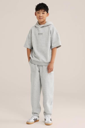 sweat T-shirt met melée - lichtgrijs