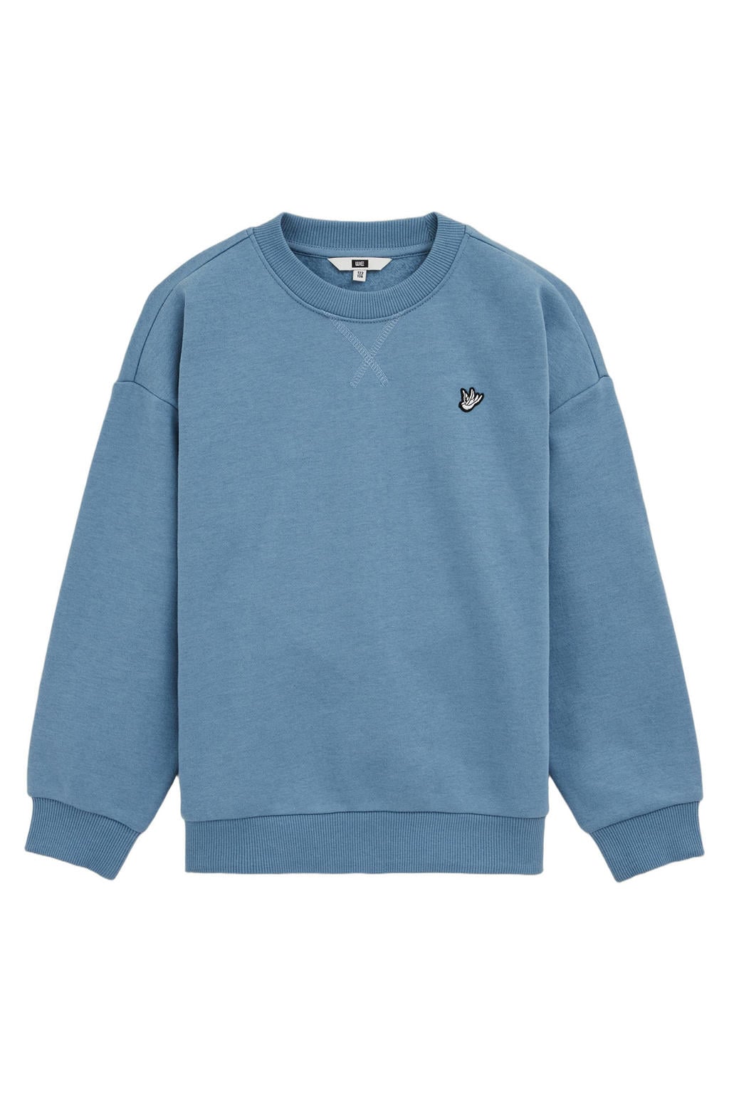 Lichtblauwe jongens WE Fashion sweater met effen, lange mouwen en ronde hals