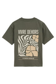 thumbnail: WE Fashion T-shirt met backprint - olijfgroen