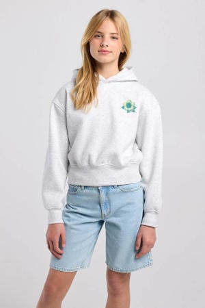 gemêleerde hoodie met backprint - grijs