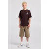 America Today rechtvallend T-shirt met backprint - bruin