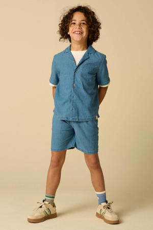 gestreepte casual short medium blue denim