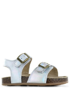 leren sandalen - zilver