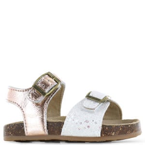 leren sandalen - champagne/wit